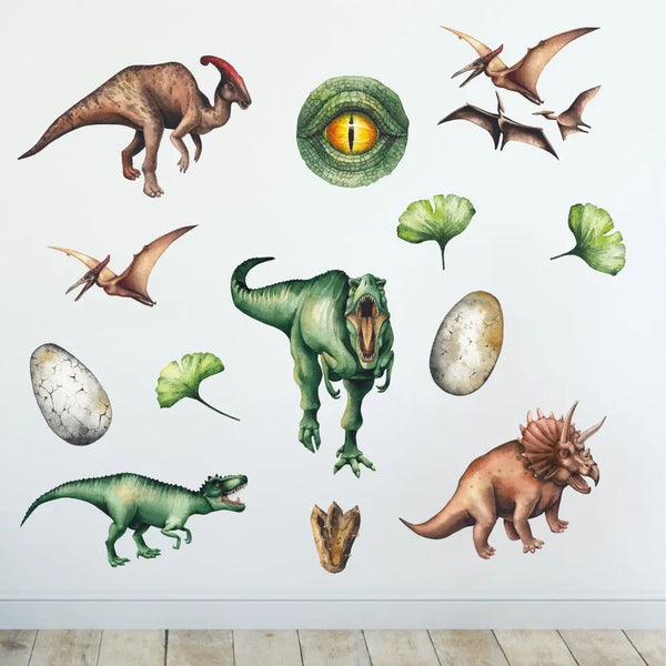 Dinosaurier Real - Wandtattoo Kinderzimmer Baby Wandaufkleber - 6 x A4 Set Sunnywall