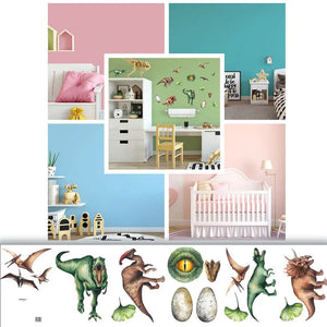 Dinosaurier Real - Wandtattoo Kinderzimmer Baby Wandaufkleber - 6 x A4 Set Sunnywall