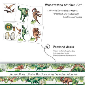 Dinosaurier Real - Wandtattoo Kinderzimmer Baby Wandaufkleber - 6 x A4 Set Sunnywall