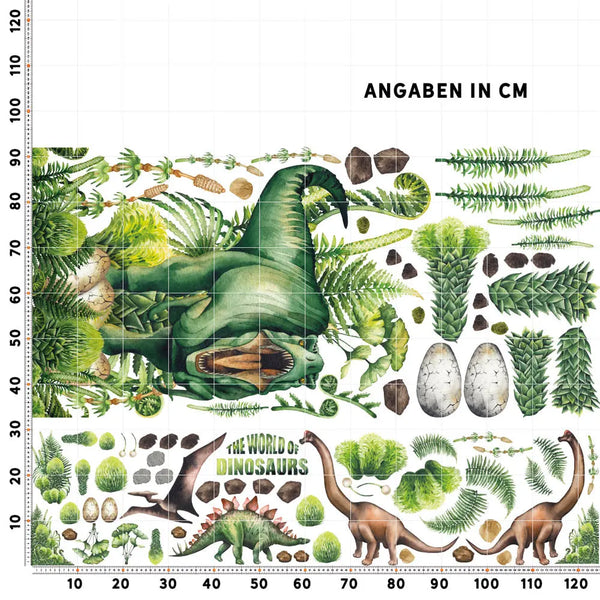 Dinosaurier T - Rex Wandtattoo XXL Set | Kinderzimmer Aufkleber bunt Wanddeko Sunnywall