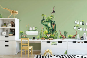 Dinosaurier T - Rex Wandtattoo XXL Set | Kinderzimmer Aufkleber bunt Wanddeko Sunnywall