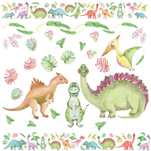 Dinosaurier kindlich Wandtattoo XXL Set | Kinderzimmer Aufkleber bunt Wanddeko Sunnywall