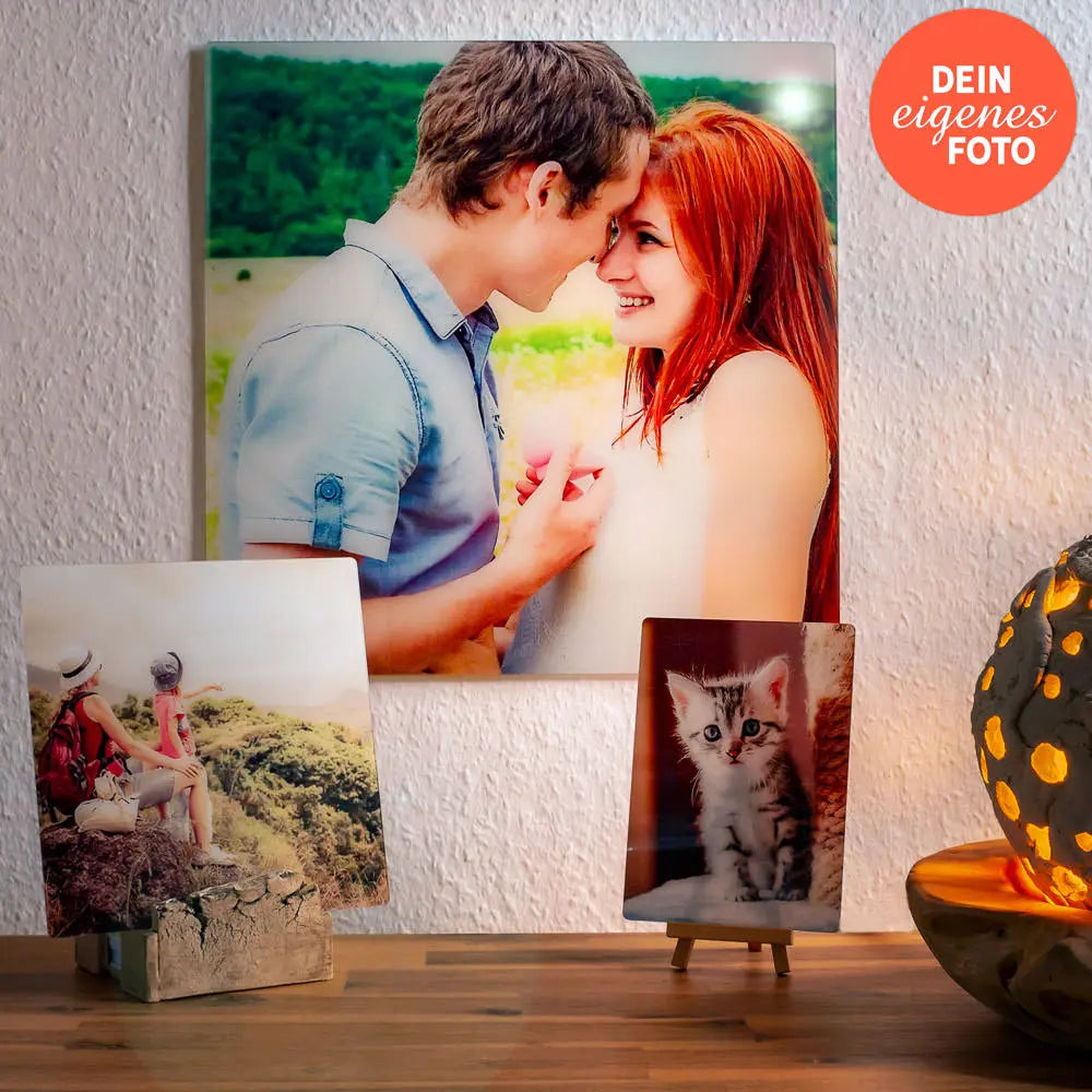 Echtglasbild mit Fotocollage bis zu 10 Fotos gestalten 40x40 cm Sunnywall