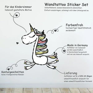Einhorn - Wandtattoo Kinderzimmer Baby Wandaufkleber Sunnywall