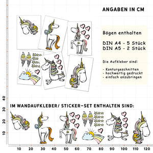 Einhorn - Wandtattoo Kinderzimmer Baby Wandaufkleber Sunnywall