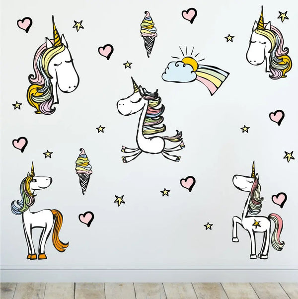 Einhorn - Wandtattoo Kinderzimmer Baby Wandaufkleber Sunnywall
