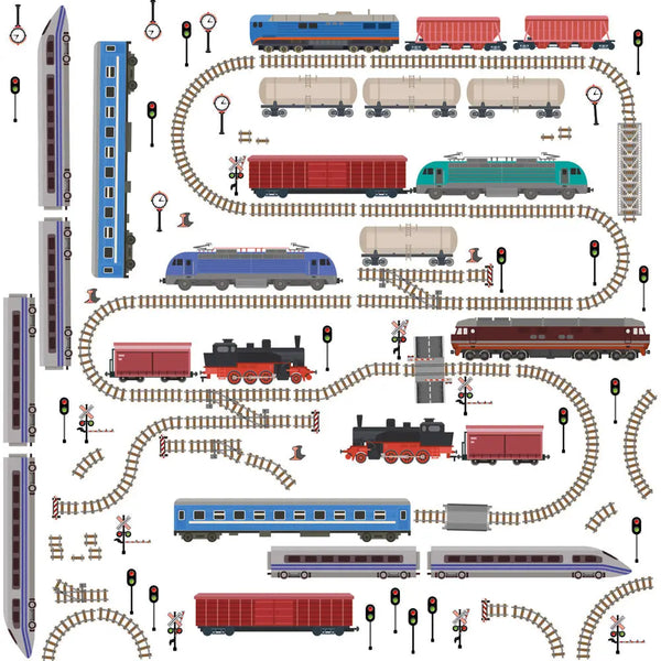 Eisenbahn Wandtattoo XXL Set | Kinderzimmer Aufkleber bunt Wanddeko Sunnywall