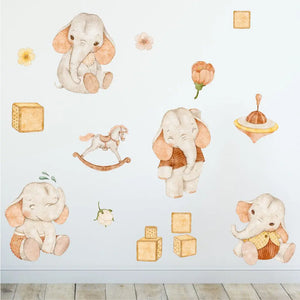 Elefant Kids - Wandtattoo Kinderzimmer Baby Wandaufkleber - 6 x A4 Set Sunnywall