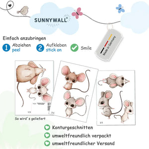 Extra Mäuse Set - Wandtattoo Kinderzimmer Wandaufkleber Babyzimmer Sunnywall