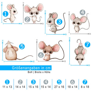 Extra Mäuse Set - Wandtattoo Kinderzimmer Wandaufkleber Babyzimmer Sunnywall