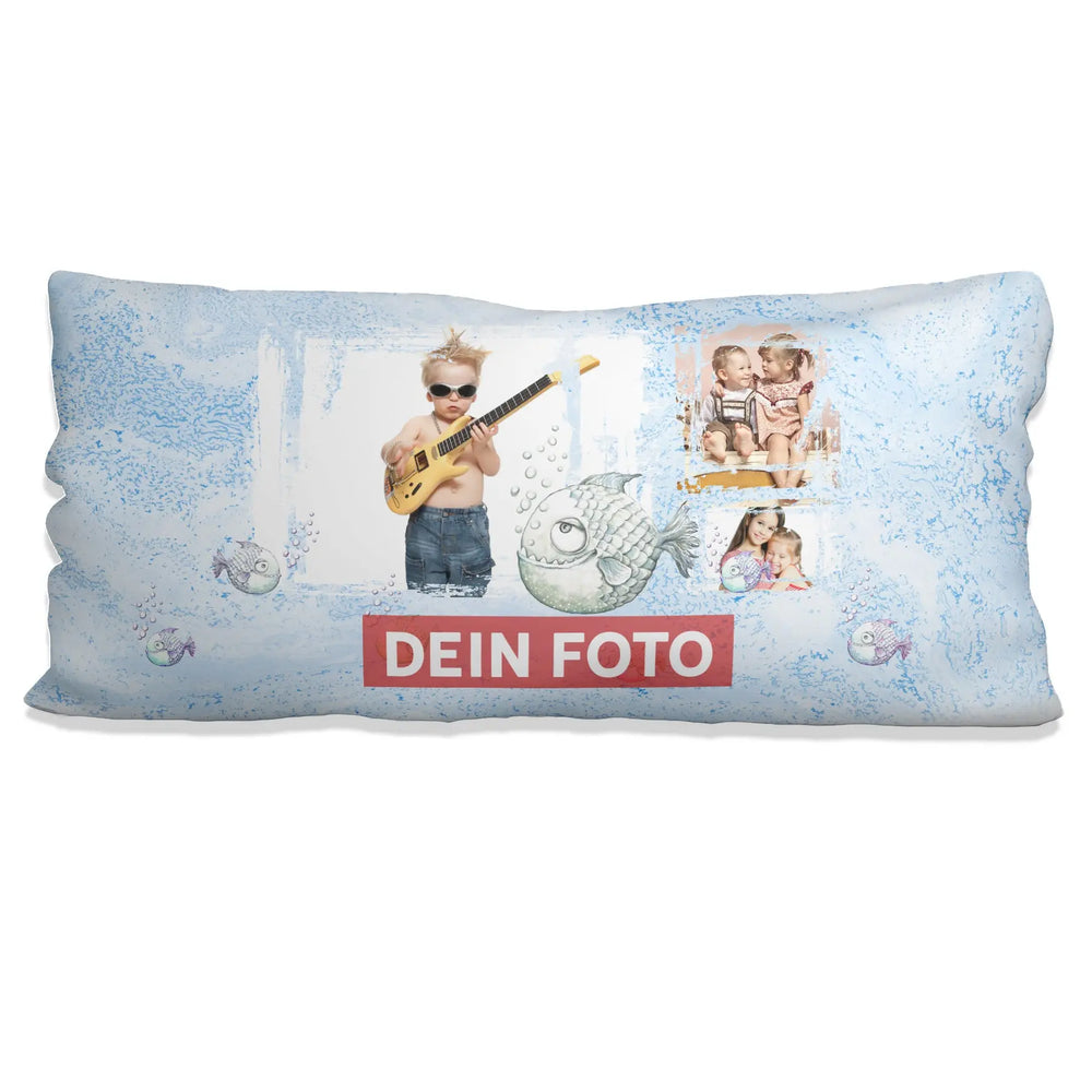 Fotokissen Fisch Blau - Rahmen 80 x 40 cm Dein Foto/ Grafik Sunnywall