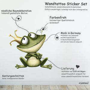 Frosch - Wandtattoo Kinderzimmer Baby Wandaufkleber Sunnywall