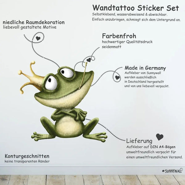 Frosch - Wandtattoo Kinderzimmer Baby Wandaufkleber Sunnywall
