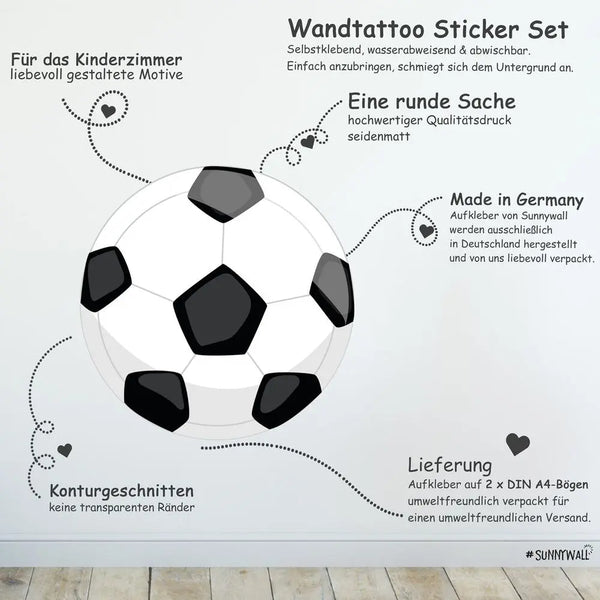 Fussbälle  - Wandtattoo Kinderzimmer Baby Wandaufkleber Sunnywall