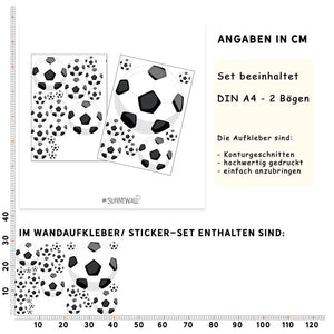 Fussbälle  - Wandtattoo Kinderzimmer Baby Wandaufkleber Sunnywall