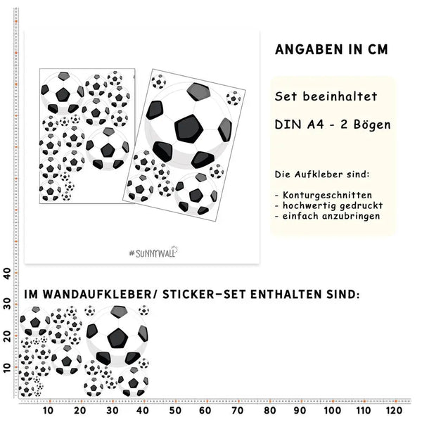 Fussbälle  - Wandtattoo Kinderzimmer Baby Wandaufkleber Sunnywall