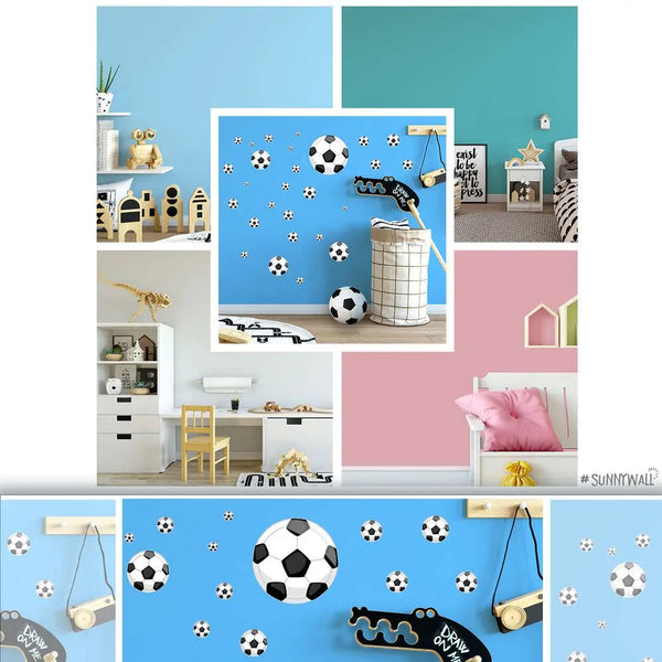 Fussbälle  - Wandtattoo Kinderzimmer Baby Wandaufkleber Sunnywall