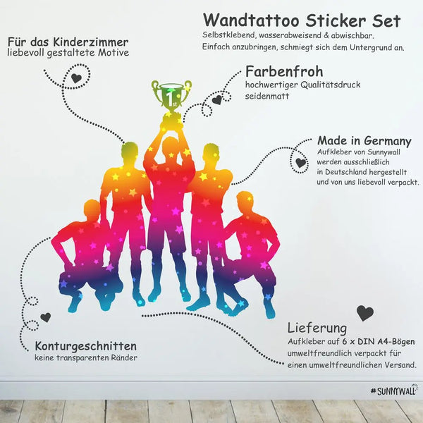 Fussball Spieler  - Wandtattoo Kinderzimmer Baby Wandaufkleber Sunnywall