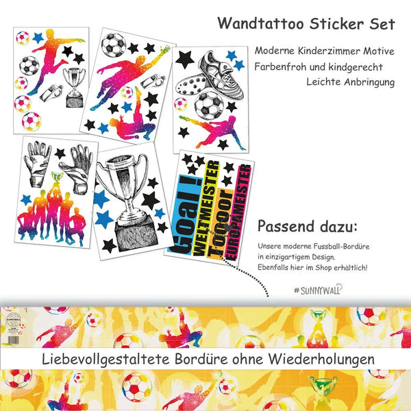 Fussball Spieler  - Wandtattoo Kinderzimmer Baby Wandaufkleber Sunnywall