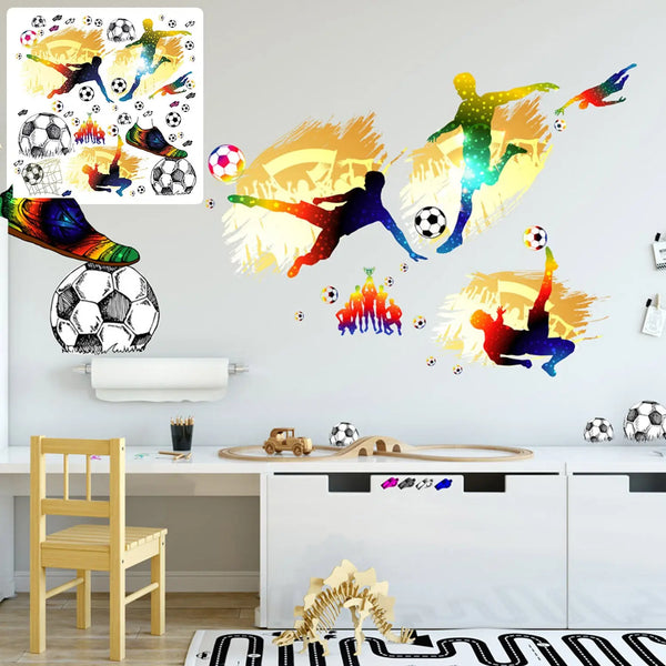 Fussball Wandtattoo XXL Set | Kinderzimmer Aufkleber bunt Wanddeko Sunnywall