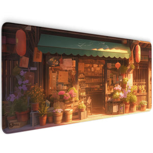 Gaming Mauspad XXL | Japanischer Blumenladen - LoFi Schreibtischunterlage | PREMIUM-DICKE 4 MM Sunnywall