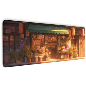 Gaming Mauspad XXL | Japanischer Blumenladen - LoFi Schreibtischunterlage | PREMIUM-DICKE 4 MM Sunnywall