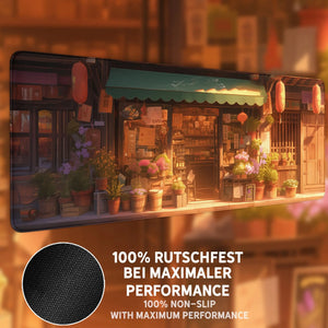 Gaming Mauspad XXL | Japanischer Blumenladen - LoFi Schreibtischunterlage | PREMIUM-DICKE 4 MM Sunnywall