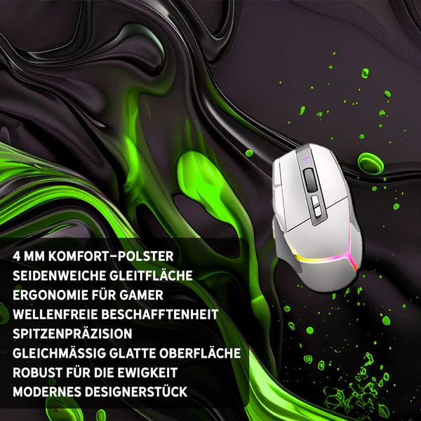 Gaming Mauspad XXL | Liquid Stripe schwarz grün | PREMIUM-DICKE 4 MM Sunnywall