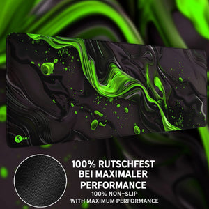 Gaming Mauspad XXL | Liquid Stripe schwarz grün | PREMIUM-DICKE 4 MM Sunnywall