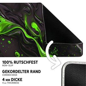 Gaming Mauspad XXL | Liquid Stripe schwarz grün | PREMIUM-DICKE 4 MM Sunnywall