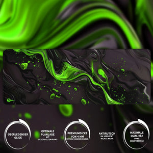 Gaming Mauspad XXL | Liquid Stripe schwarz grün | PREMIUM-DICKE 4 MM Sunnywall