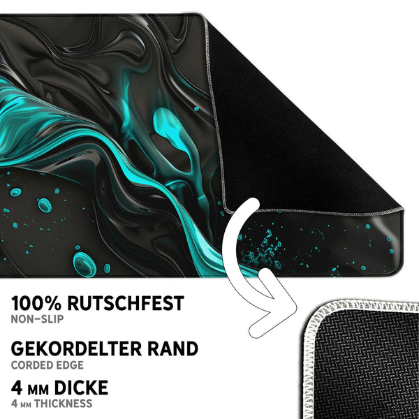 Gaming Mauspad XXL | Liquid Stripe schwarz hellblau | PREMIUM-DICKE 4 MM Sunnywall