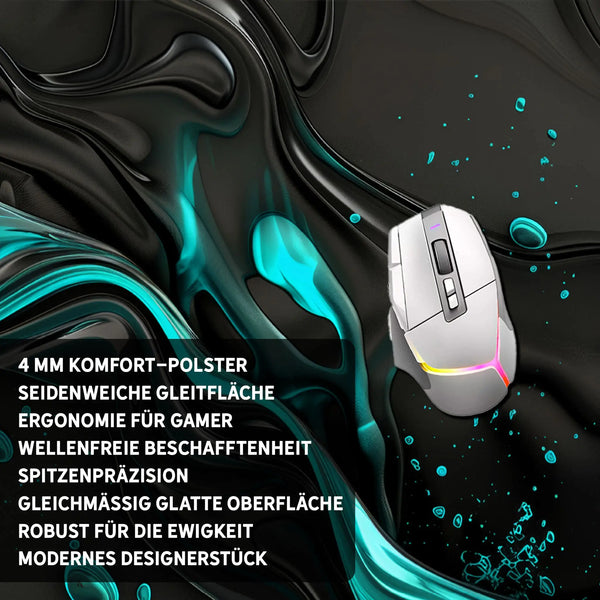 Gaming Mauspad XXL | Liquid Stripe schwarz hellblau | PREMIUM-DICKE 4 MM Sunnywall