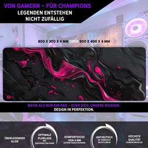 Gaming Mauspad XXL | Liquid Stripe schwarz pink | PREMIUM-DICKE 4 MM Sunnywall