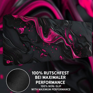 Gaming Mauspad XXL | Liquid Stripe schwarz pink | PREMIUM-DICKE 4 MM Sunnywall