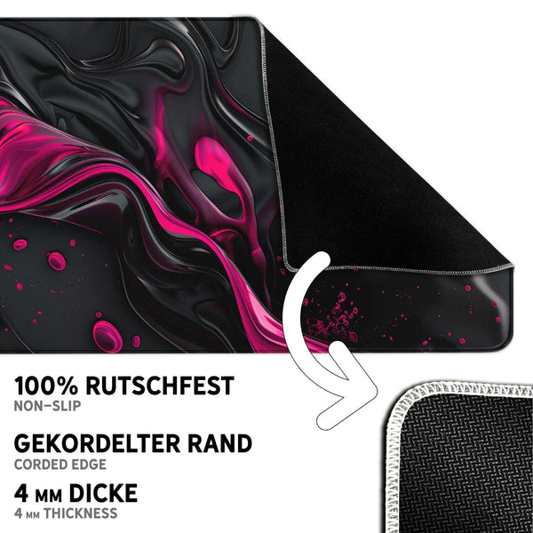 Gaming Mauspad XXL | Liquid Stripe schwarz pink | PREMIUM-DICKE 4 MM Sunnywall