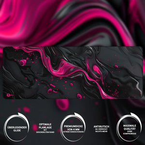 Gaming Mauspad XXL | Liquid Stripe schwarz pink | PREMIUM-DICKE 4 MM Sunnywall