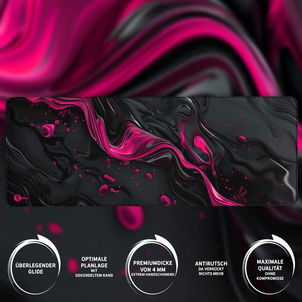 Gaming Mauspad XXL | Liquid Stripe schwarz pink | PREMIUM-DICKE 4 MM Sunnywall
