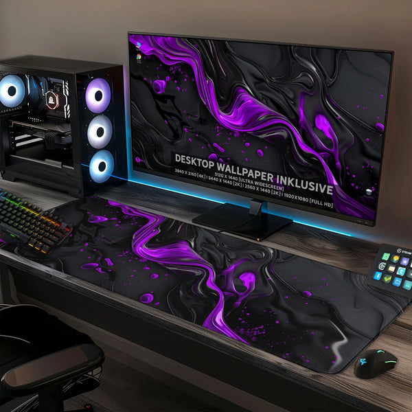 Gaming Mauspad XXL | Liquid Stripe schwarz purpur | PREMIUM-DICKE 4 MM Sunnywall