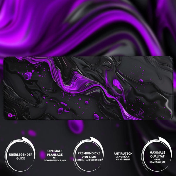 Gaming Mauspad XXL | Liquid Stripe schwarz purpur | PREMIUM-DICKE 4 MM Sunnywall