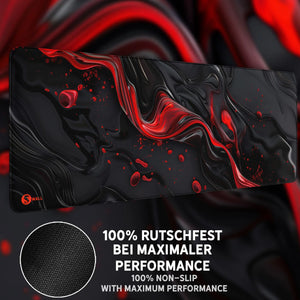 Gaming Mauspad XXL | Liquid Stripe schwarz rot | PREMIUM-DICKE 4 MM Sunnywall