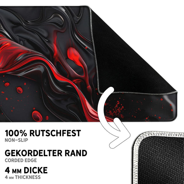 Gaming Mauspad XXL | Liquid Stripe schwarz rot | PREMIUM-DICKE 4 MM Sunnywall