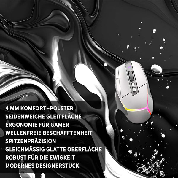 Gaming Mauspad XXL | Liquid Stripe schwarz weiss | PREMIUM-DICKE 4 MM Sunnywall