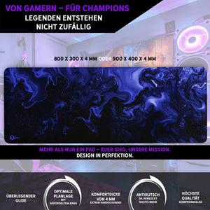 Gaming Mauspad XXL | Liquid  schwarz blau 90Degree | PREMIUM-DICKE 4 MM Sunnywall