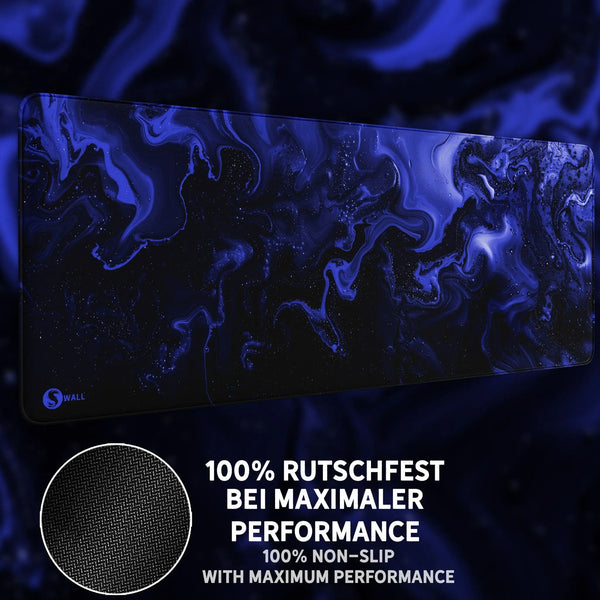 Gaming Mauspad XXL | Liquid  schwarz blau 90Degree | PREMIUM-DICKE 4 MM Sunnywall