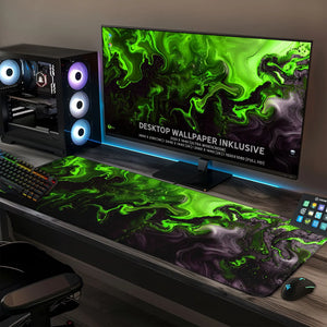 Gaming Mauspad XXL | Liquid  schwarz grün 90Degree | PREMIUM-DICKE 4 MM Sunnywall