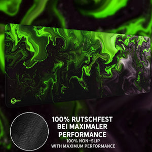 Gaming Mauspad XXL | Liquid  schwarz grün 90Degree | PREMIUM-DICKE 4 MM Sunnywall