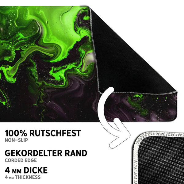 Gaming Mauspad XXL | Liquid  schwarz grün 90Degree | PREMIUM-DICKE 4 MM Sunnywall