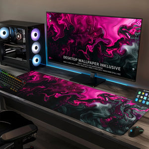Gaming Mauspad XXL | Liquid  schwarz pink 90Degree | PREMIUM-DICKE 4 MM Sunnywall