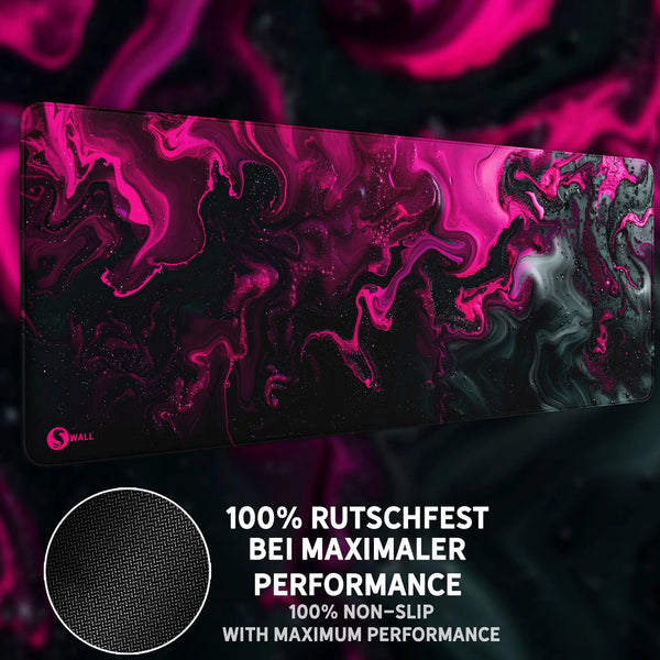 Gaming Mauspad XXL | Liquid  schwarz pink 90Degree | PREMIUM-DICKE 4 MM Sunnywall